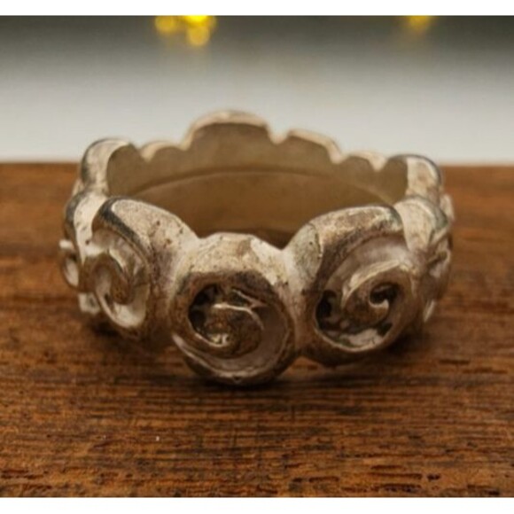 925 Matte Sterling Silver Swirl Band Ring, Size 6 - Picture 3 of 5